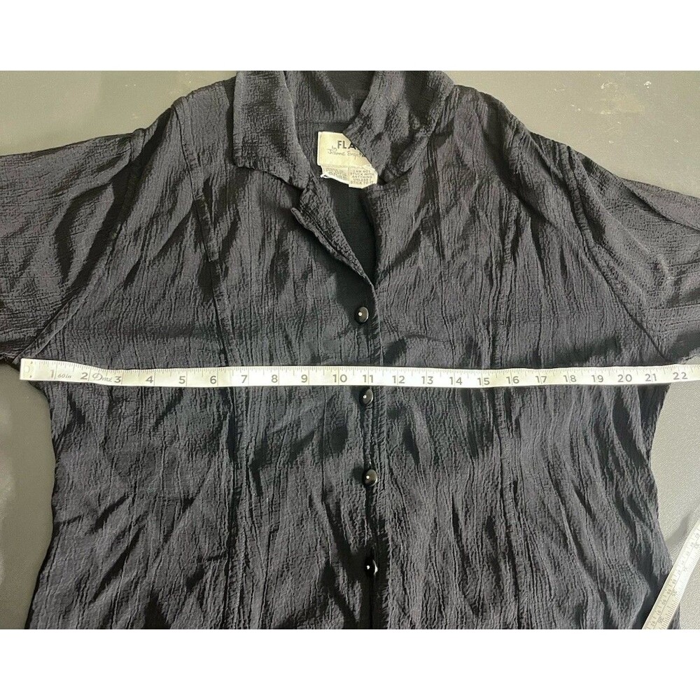 Flax Jeanne Engelhart Size Large Midi Button Front Shirt Dress Black Lagenlook - Picture 8 of 12